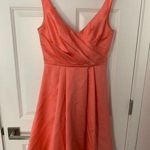 Short Satin Bridesmaid Dress with Tank Straps
